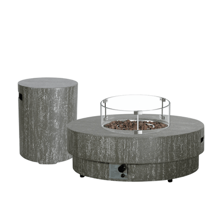 Happy Cocooning fire table set Estate 105 oscuro travertine