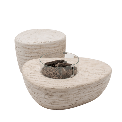 Happy Cocooning fire table set Estate Organic 107 travertine