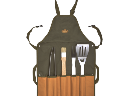 Esschert Apron with 4-piece BBQ Tool Set