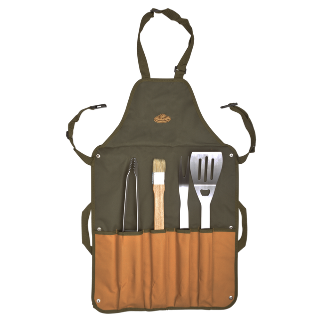 Esschert Apron with 4-piece BBQ Tool Set