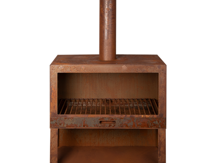 Esschert Terrace Fireplace + Wood Storage Rust L