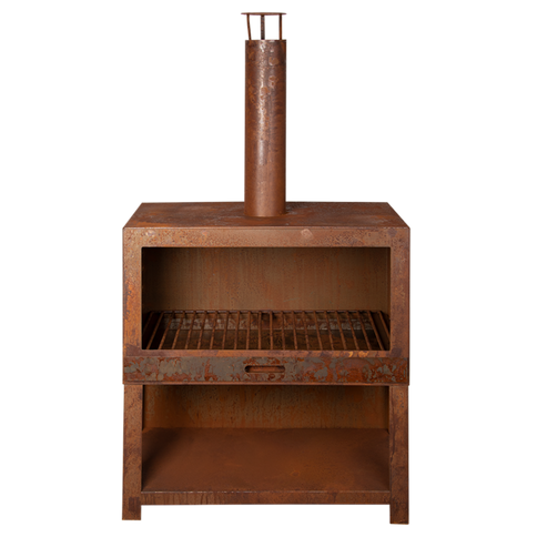 Esschert Terrace Fireplace + Wood Storage Rust L