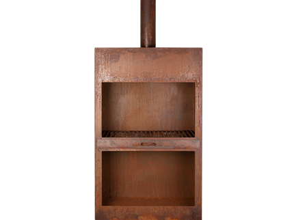 Esschert Terrace Fireplace + Wood Storage Rust XL
