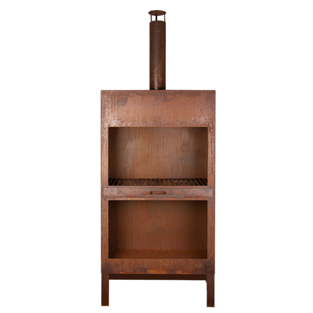 Esschert Terrace Fireplace + Wood Storage Rust XL