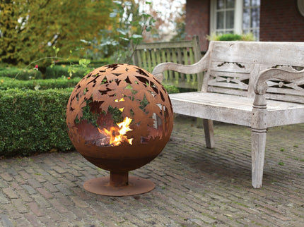 Esschert Fire Ball Laser Cut Leaves Rust Ø58
