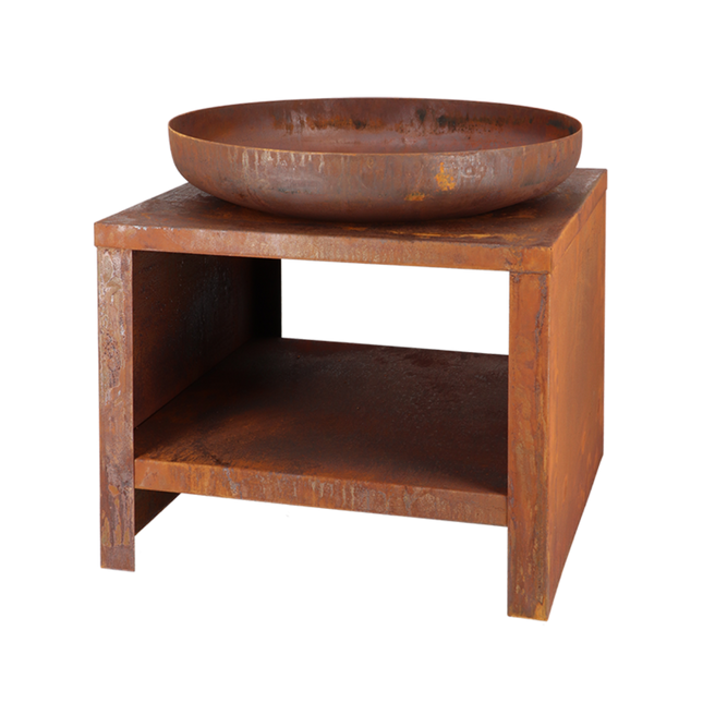 Esschert Firebowl with Wood Storage 60 cm Rust