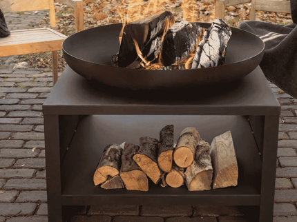 Esschert Firebowl with Wood Storage 80 cm Black