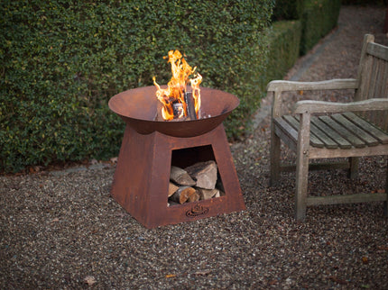 Esschert Fire Bowl with Wood Storage