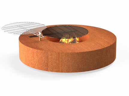Burni vuurtafel cortenstaal rond 125 met grillrooster
