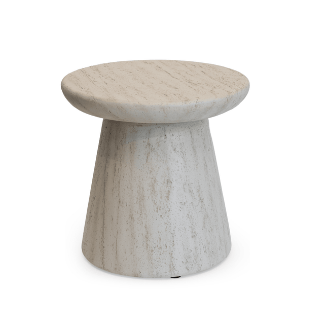 Happy Cocooning bijzettafel side table Round travertine