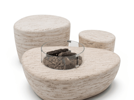 Happy Cocooning fire pit table Estate Organic 107 travertine