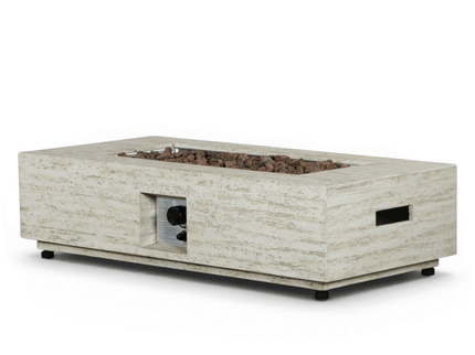 Happy Cocooning fire pit table Estate Rectangular travertine