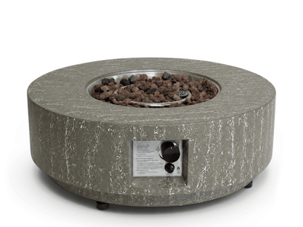 Happy Cocooning fire pit table Estate Round 76 oscuro travertine