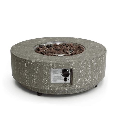 Happy Cocooning fire pit table Estate Round 76 oscuro travertine