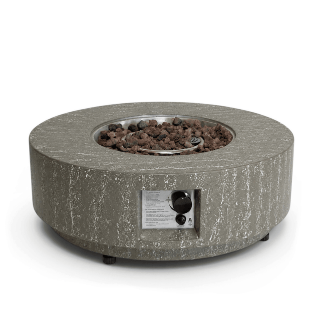 Happy Cocooning fire pit table Estate Round 76 oscuro travertine