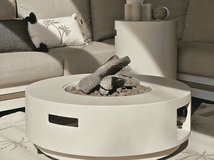 Happy Cocooning fire pit table Estate Round 76 oyster beige