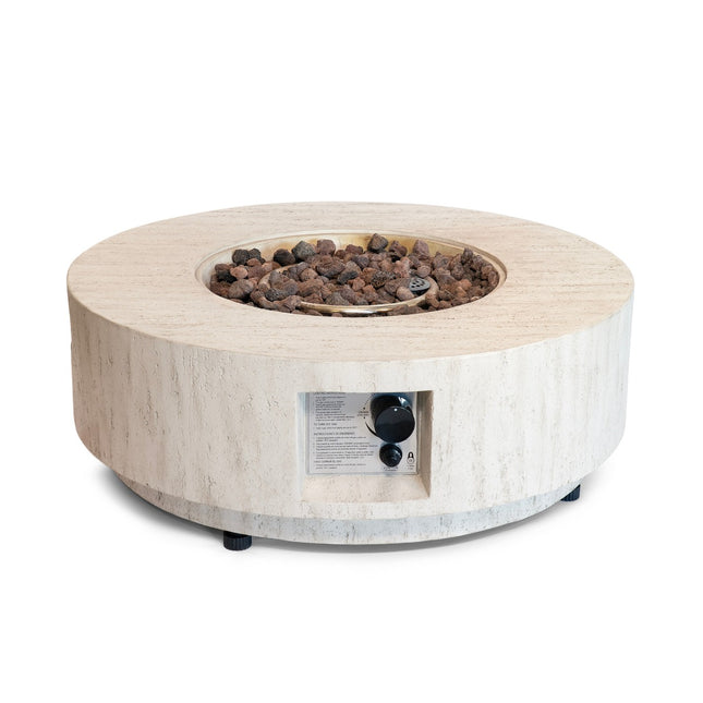 Happy Cocooning fire pit table Estate Round 76 travertine