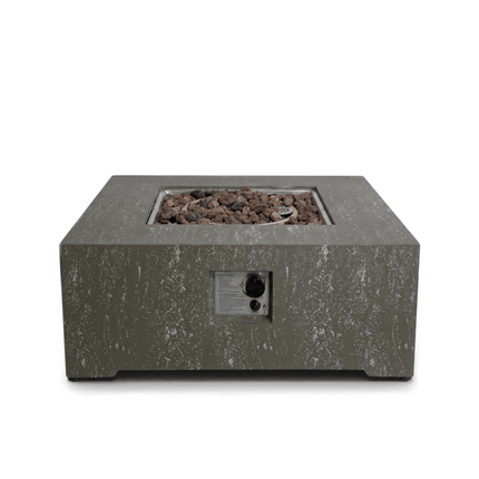 Happy Cocooning fire pit table Estate Square 88 oscuro travertine