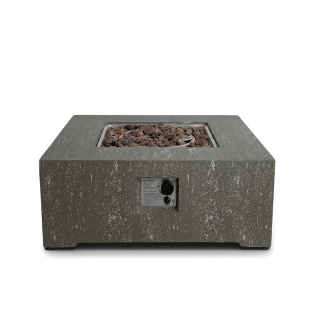 Happy Cocooning fire pit table Estate Square 88 oscuro travertine
