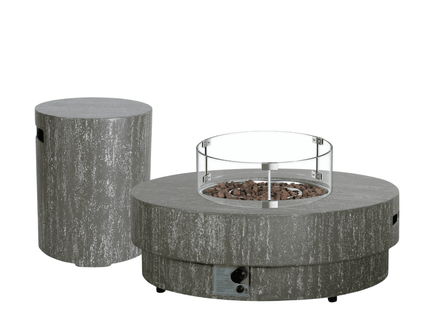Happy Cocooning fire table set Estate 105 oscuro travertine