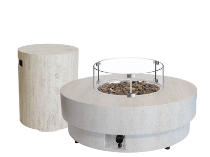 Happy Cocooning fire table set Estate 105 travertine