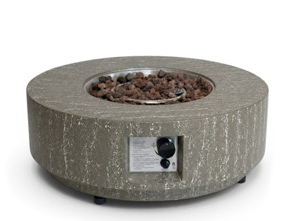 Happy Cocooning fire table set Estate 76 oscuro travertine