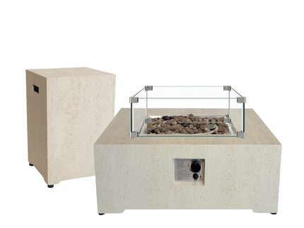 Happy Cocooning fire table set Estate 88 travertine