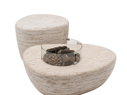 Happy Cocooning fire table set Estate Organic 107 travertine