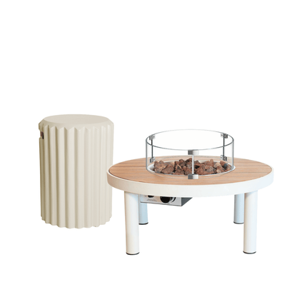 Happy Cocooning fire pit table set Riviera 80 oyster beige