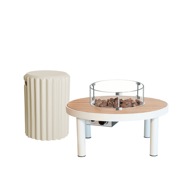 Happy Cocooning fire pit table set Riviera 80 oyster beige