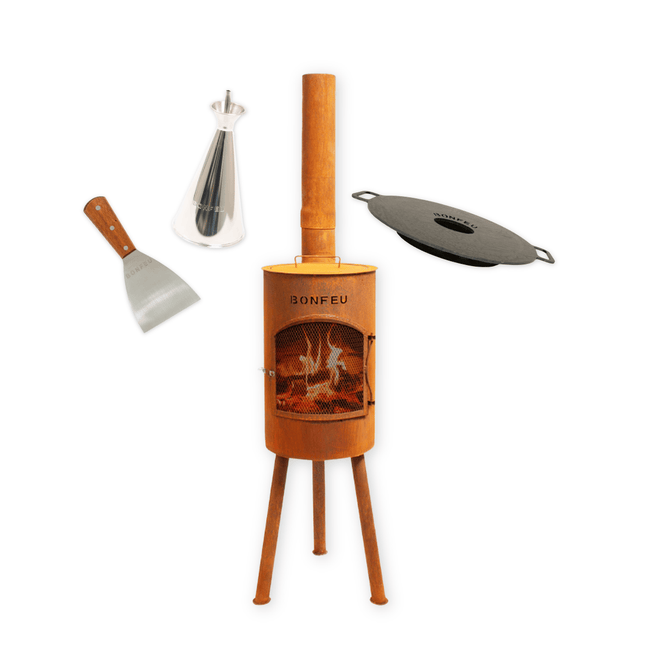Pakketdeal BonFeu BonGiano SP corten + plancha + oliekan + spatel
