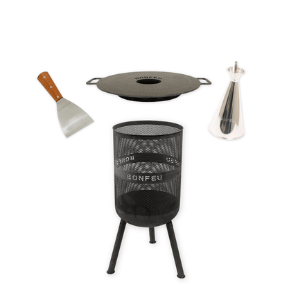 Pakketdeal BonFeu BonVes 45 zwart + plancha + oliekan + spatel