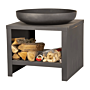 Esschert Firebowl with Wood Storage 60 cm Black