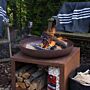 Esschert Firebowl with Wood Storage 80 cm Rust