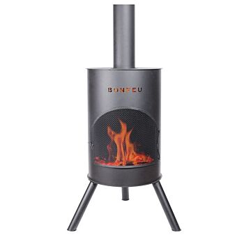 BonFeu BonTon garden fireplace 60 black product photo with fire
