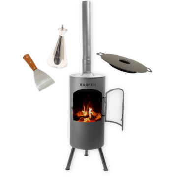 Package deal BonFeu BonTino black + plancha + oil can + spatula