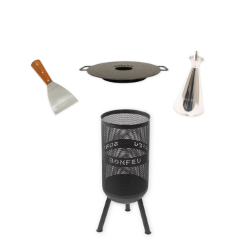Package deal BonFeu BonVes 34 black + plancha + oil can + spatula