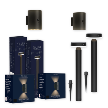 Package deal ZOLUNA 2x spike light Guus + 2x wall light Willem round