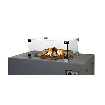 Glass screen surround for small fire table