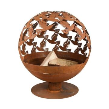 Esschert vuurbal laser cut vogels roest Esschert vuurbal laser cut vogels roest