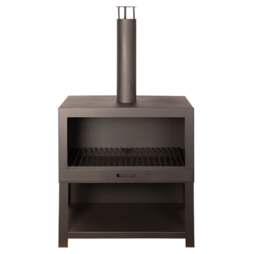 Esschert Terrace Stove + Wood Storage Black L