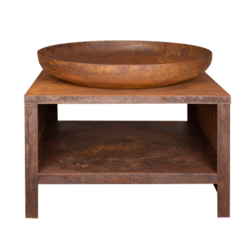 Esschert Firebowl with Wood Storage 80 cm Rust