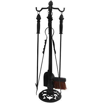 Esschert Design 4-piece Fireplace tool set with holder