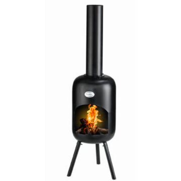 BonFeu BonBini garden fireplace black product photo with fire
