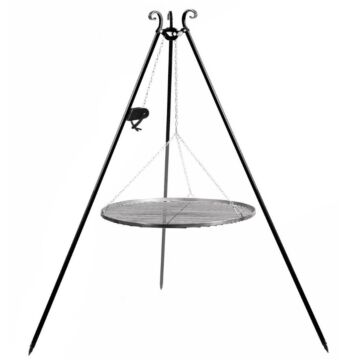 CookKing Tripod 180 cm with pulley with steel grill grid 60 cm CookKing Tripod 180 cm with pulley with steel grill grid 60 cm
