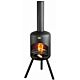 BonFeu BonSelo garden fireplace black product photo with fire and grill grid