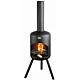 BonFeu BonSelo garden fireplace black product photo with fire and grill grid
