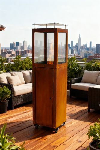 Green Flame Pellet Heater Corten Steel