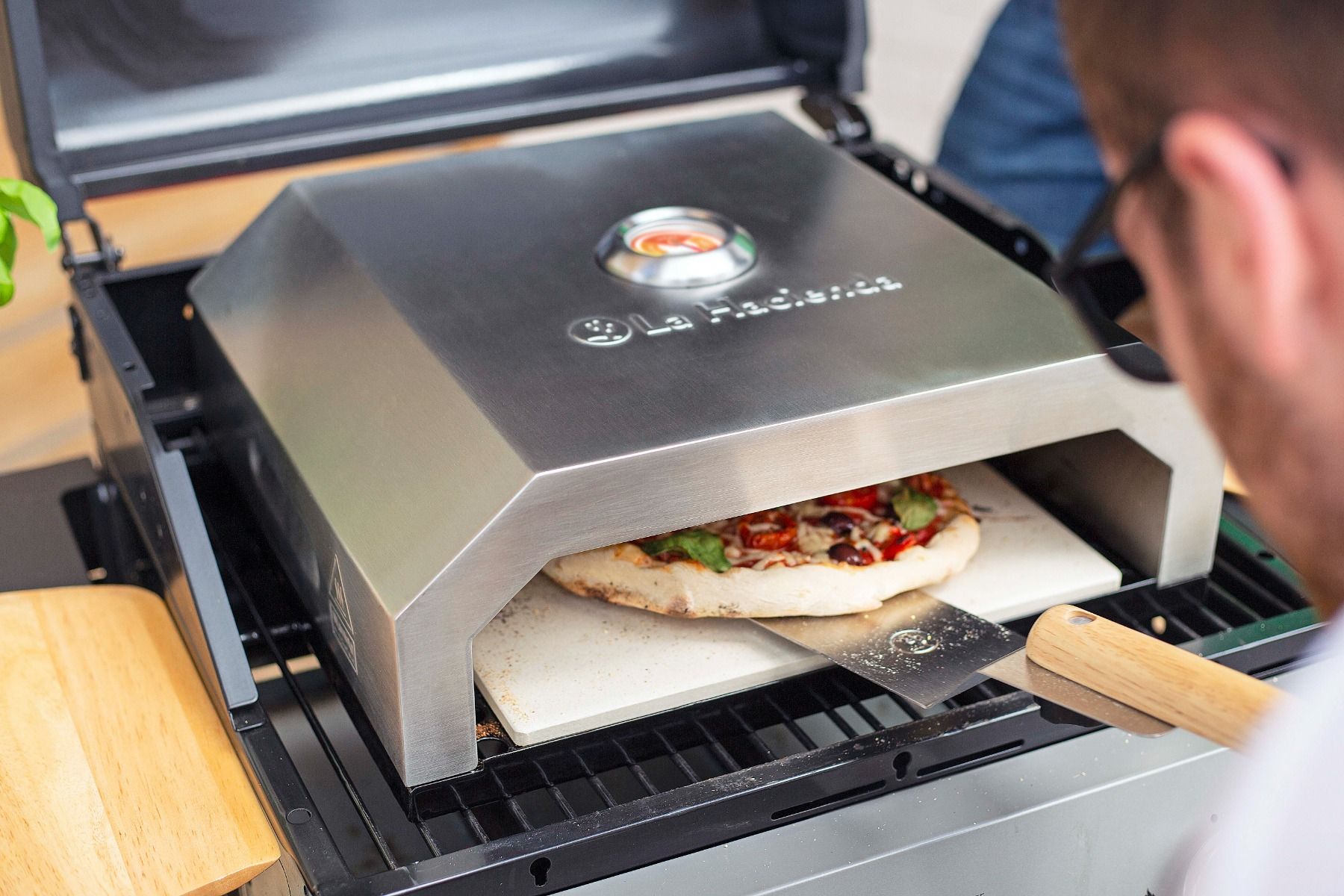 La Hacienda Firebox BBQ Pizza Oven stainless steel