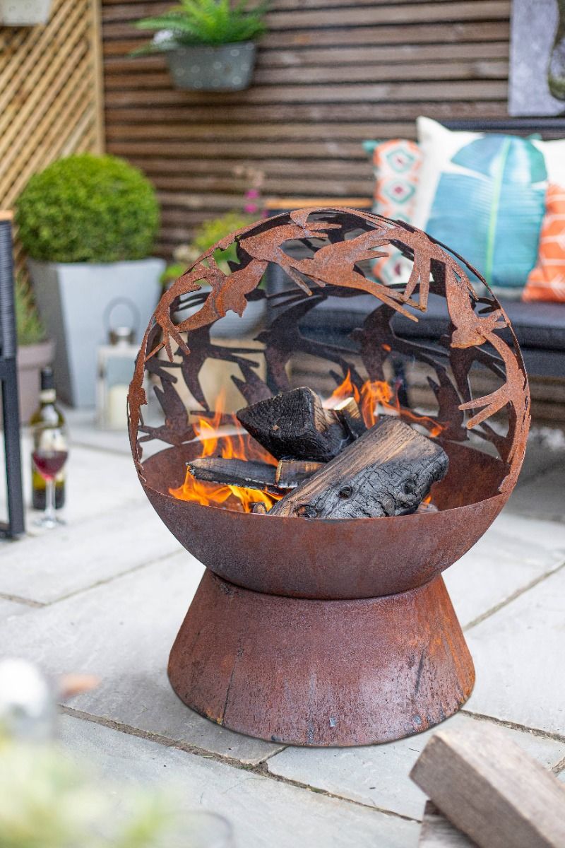 La Hacienda Swallows Globe Rust Firepit